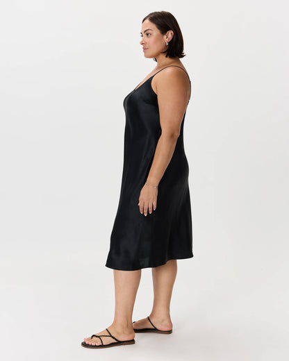 100% Washable Silk Slip Dress - 1X / Champagne