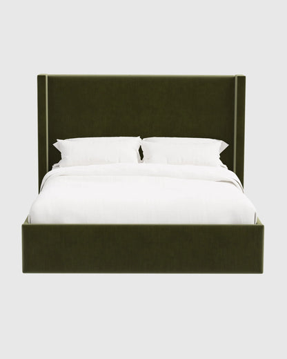 Wingback Bed in Performance Velvet - Full / Walnut