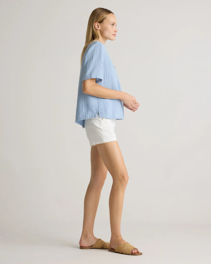 100% Organic Cotton Gauze Short Sleeve Shirt - XS / Amaranth Pink