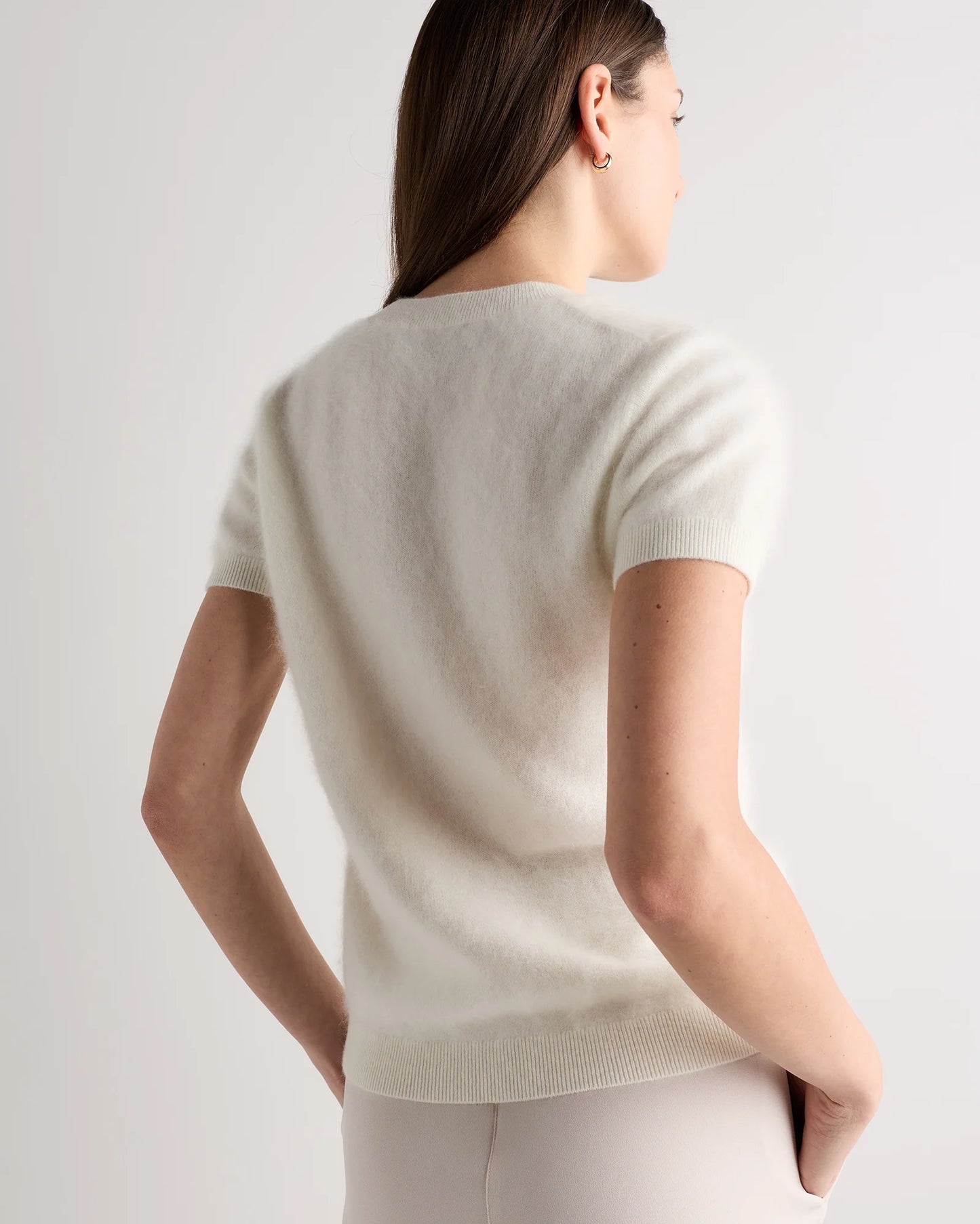Women's Brushed Cashmere Tee - XS / Ivory