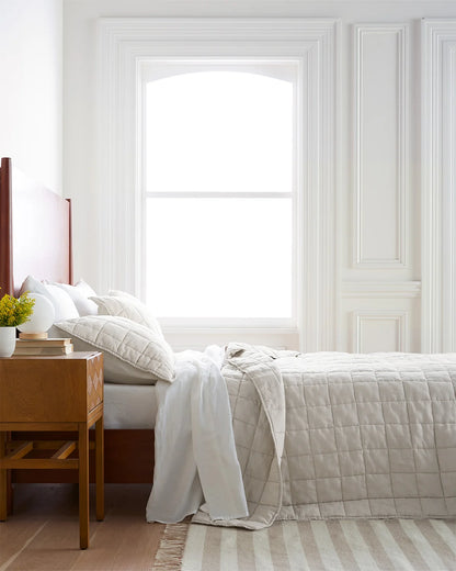 European Linen Box Quilt Set - Twin / Dusty Olive