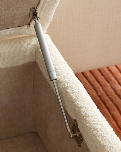 Oak and Performance Boucle Storage Bench - One Size / Ivory