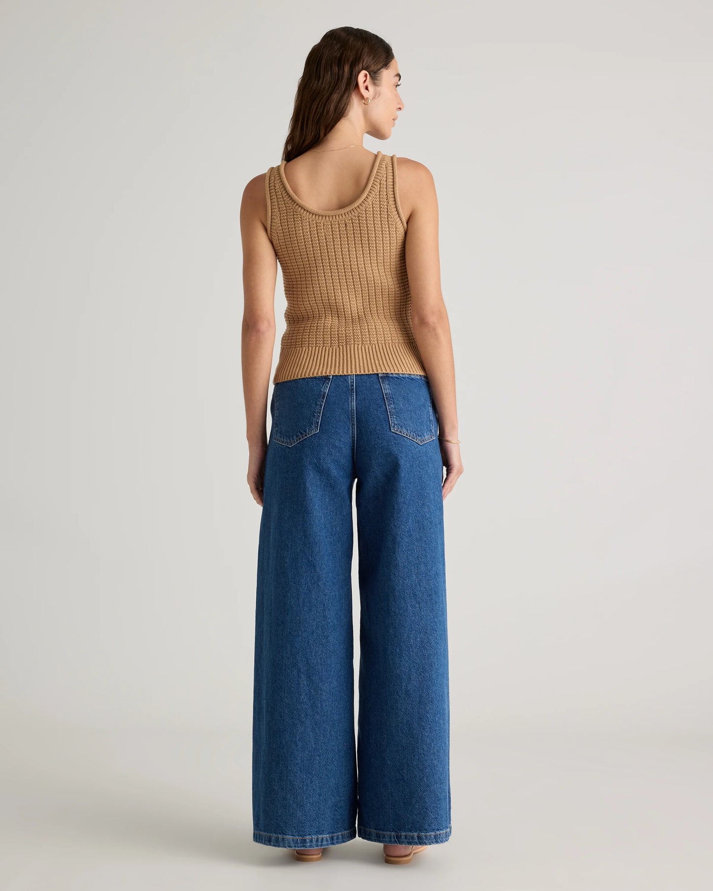 100% Organic Cotton Waffle Cropped Sweater Tank - XS / Heather Dove Grey