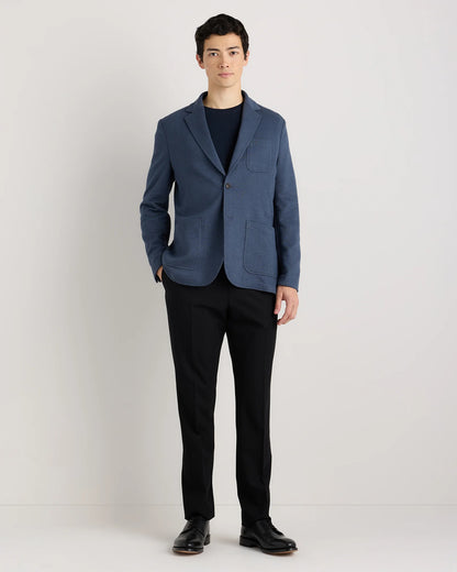 Organic Cotton Terry Knit Blazer - S / Heather Navy