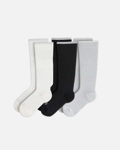 Recycled Maternity Compression Socks 3-Pack - L / White/Black/Grey