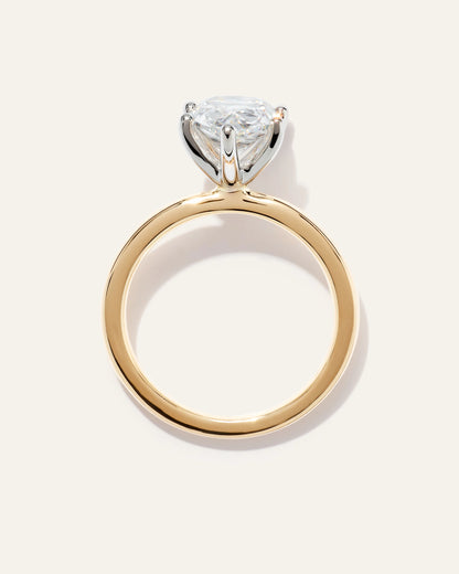 Lab Grown Diamond Pear Comfort Fit Engagement Ring - 3ct - 4 / Yellow Gold