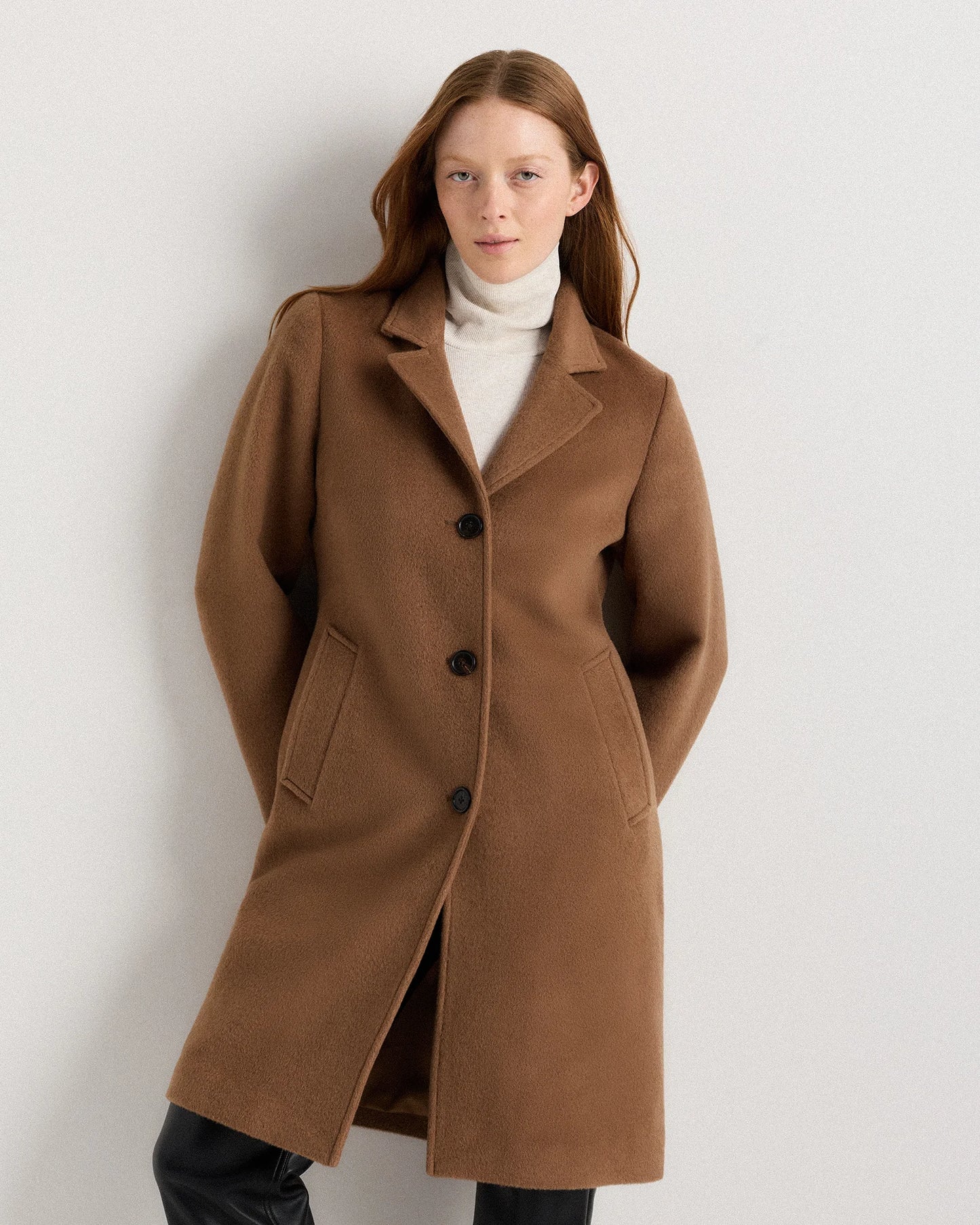 Camel Hair Single-Breasted Midi Coat - XS / Mocha Brown