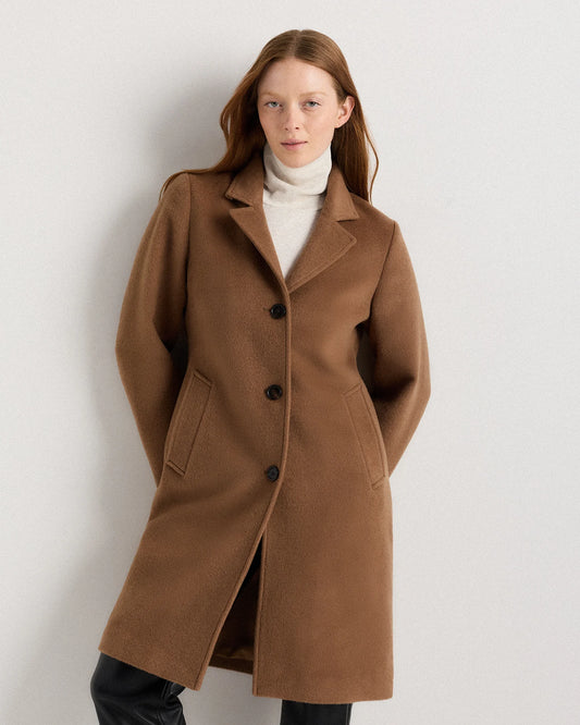 Camel Hair Single-Breasted Midi Coat - XS / Mocha Brown
