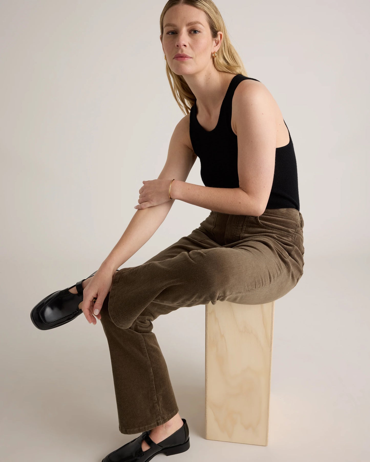 Organic Stretch Corduroy Flare Pants - 0 / Black