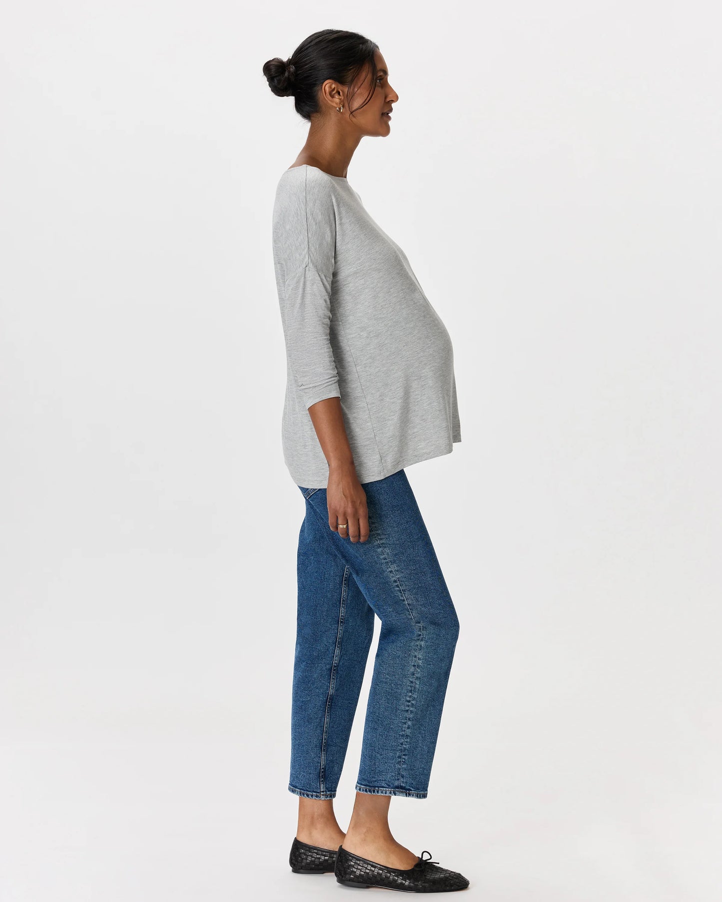 Bamboo Jersey Maternity Long Sleeve Tee (2-pack) - XS / Wine Tasting Red/Nocturnal Green