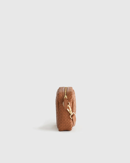 Italian Leather Handwoven Crossbody - One Size / Cognac