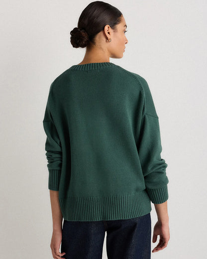 100% Organic Cotton Boyfriend Crew Sweater - XS / Speckled Beige