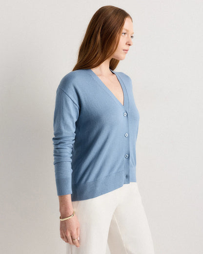 Lightweight Cotton Cashmere Cardigan - XS / Heather Oatmeal
