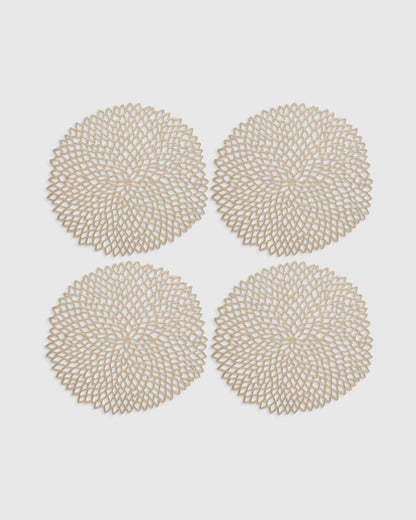 Pressed Dahlia Placemats, Set of 4 by Chilewich - One Size / Brass