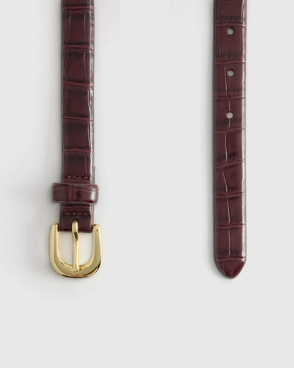 Sofia European Leather Skinny Belt - XS / Black
