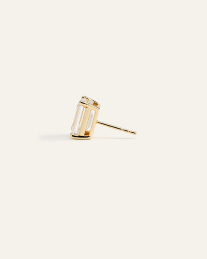 14K Gold Lab Grown Diamond Statement Emerald Studs - 6ctw - One Size / Yellow Gold