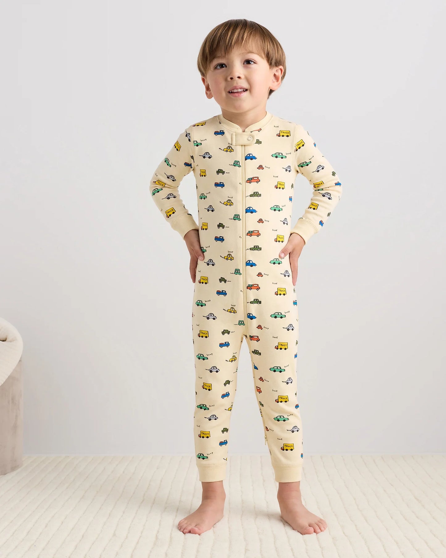 100% Organic Cotton One Piece Pajama - 2T / Navy Stripe