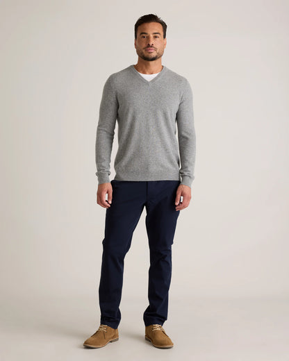 Mongolian Cashmere V-Neck Sweater - S / Oatmeal