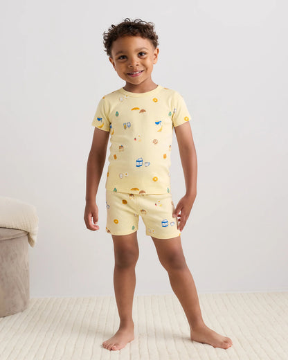 100% Organic Cotton Short Sleeve and Shorts Pajama Set - 2T / Navy Stripe