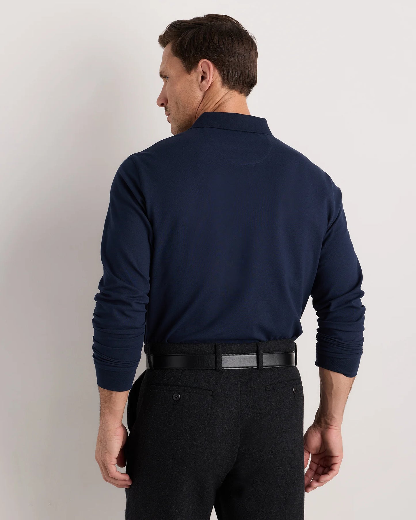 Organic Cotton Long Sleeve Pique Polo - S / Black