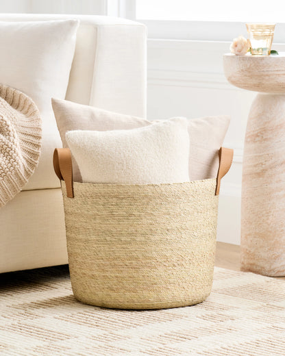 Handwoven Round Palm Baskets (Set of 2) - Medium / Natural