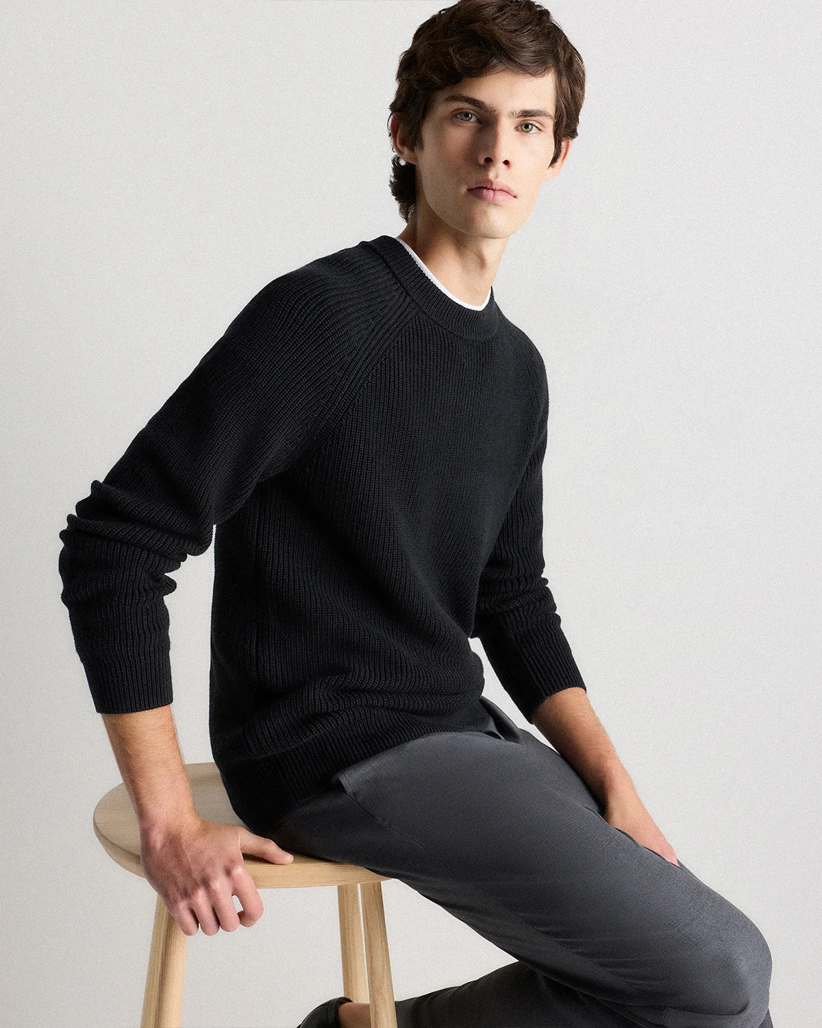 100% Organic Cotton Ribbed Crewneck Sweater - XS / Bahia Blue