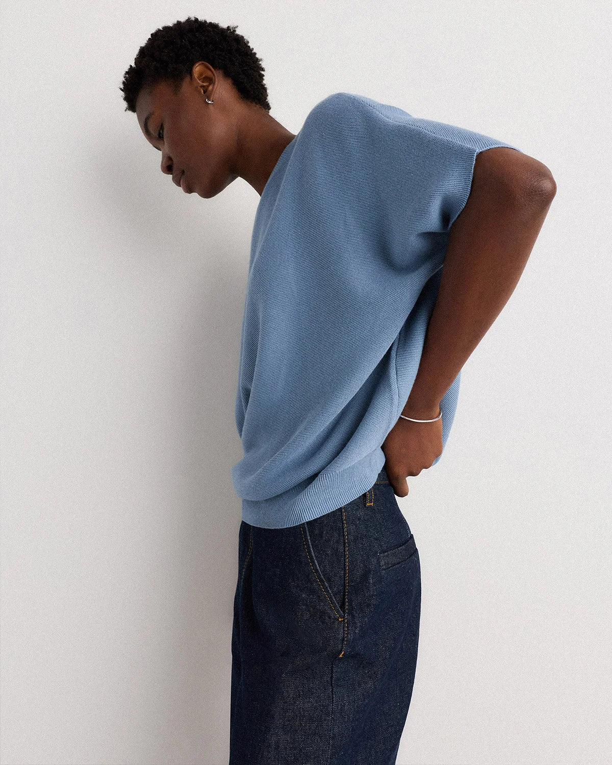 Lightweight Cotton Cashmere Link-Stitch Dolman Sweater - XS / Sugar Stone