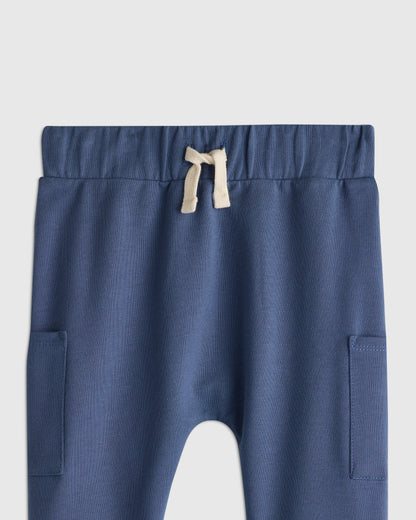 Organic Cotton French Terry Pocket Pants - 3-6M / Vintage Blue
