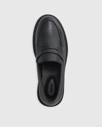 Italian Leather Lug Sole Loafer - 5 / Black