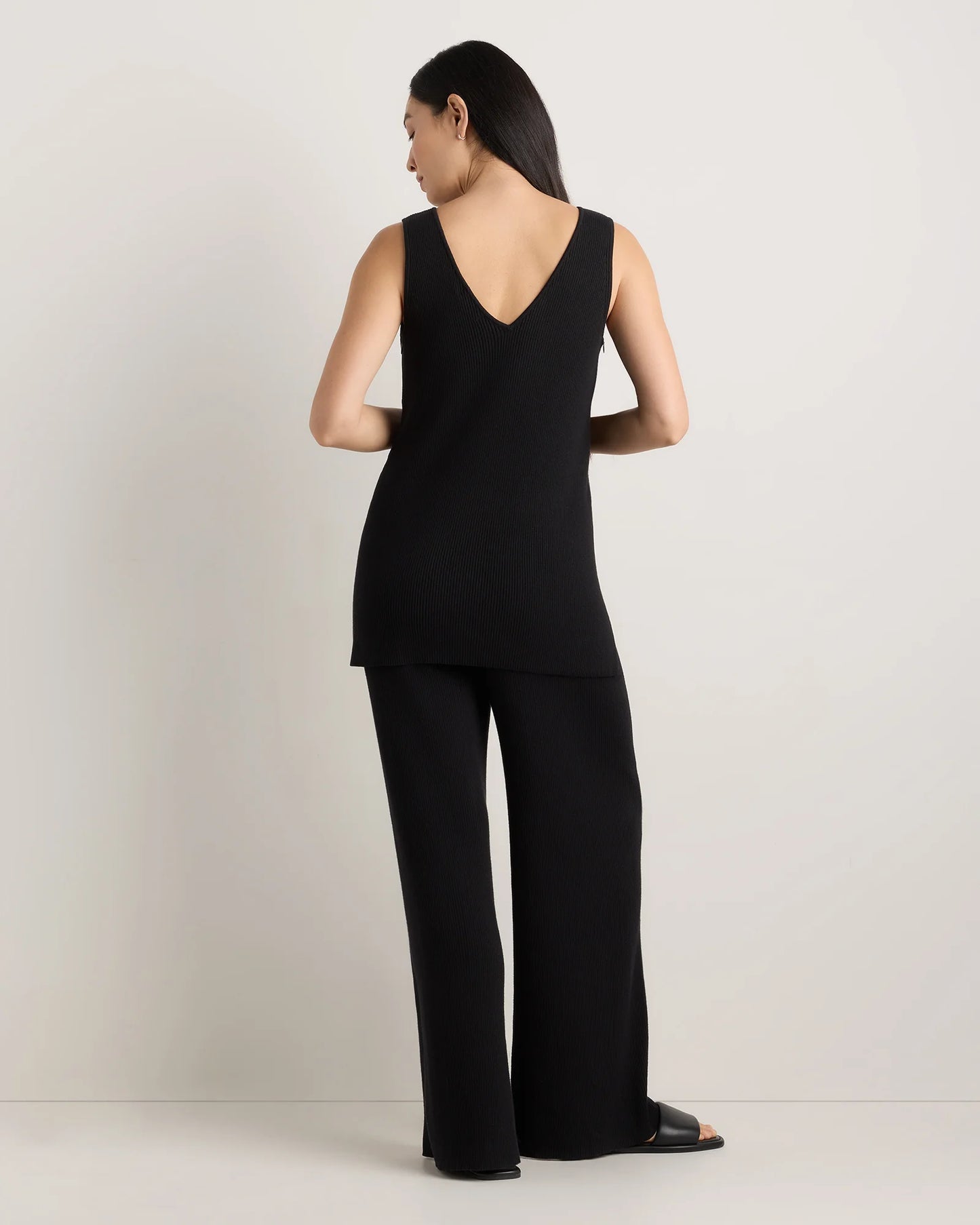 Cotton Cashmere Maternity Wide Leg Pants - XS / Heather Charcoal