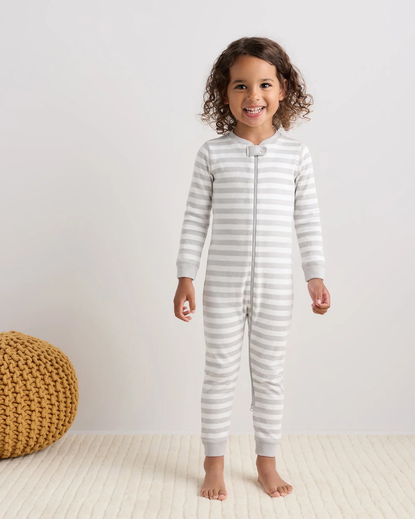 100% Organic Cotton One Piece Pajama - 2T / Navy Stripe