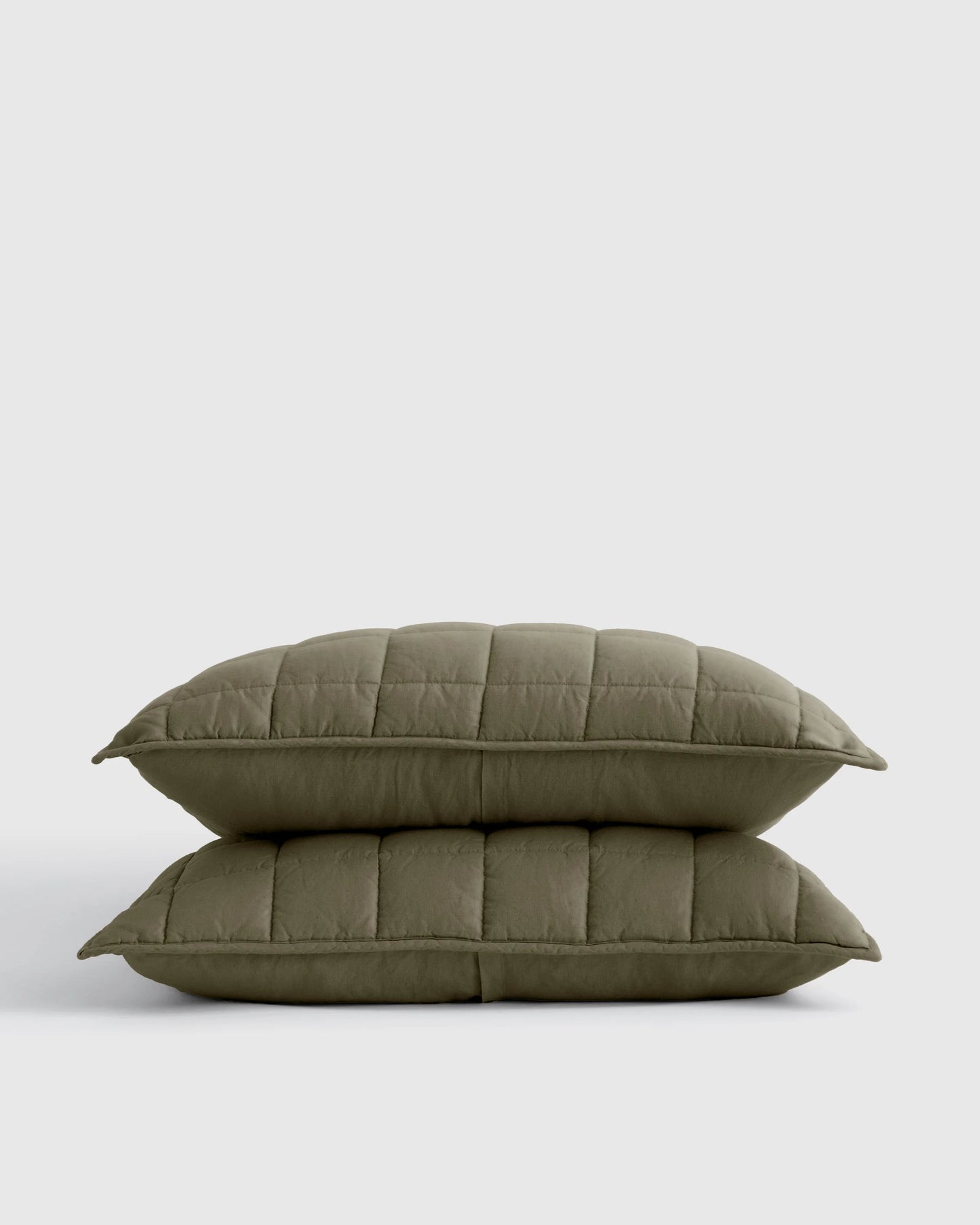 European Linen Box Quilted Sham Set - Standard / White