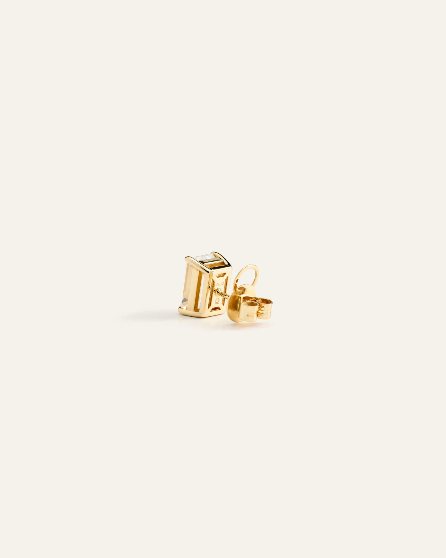14K Gold Lab Grown Diamond Statement Emerald Studs - 6ctw - One Size / Yellow Gold