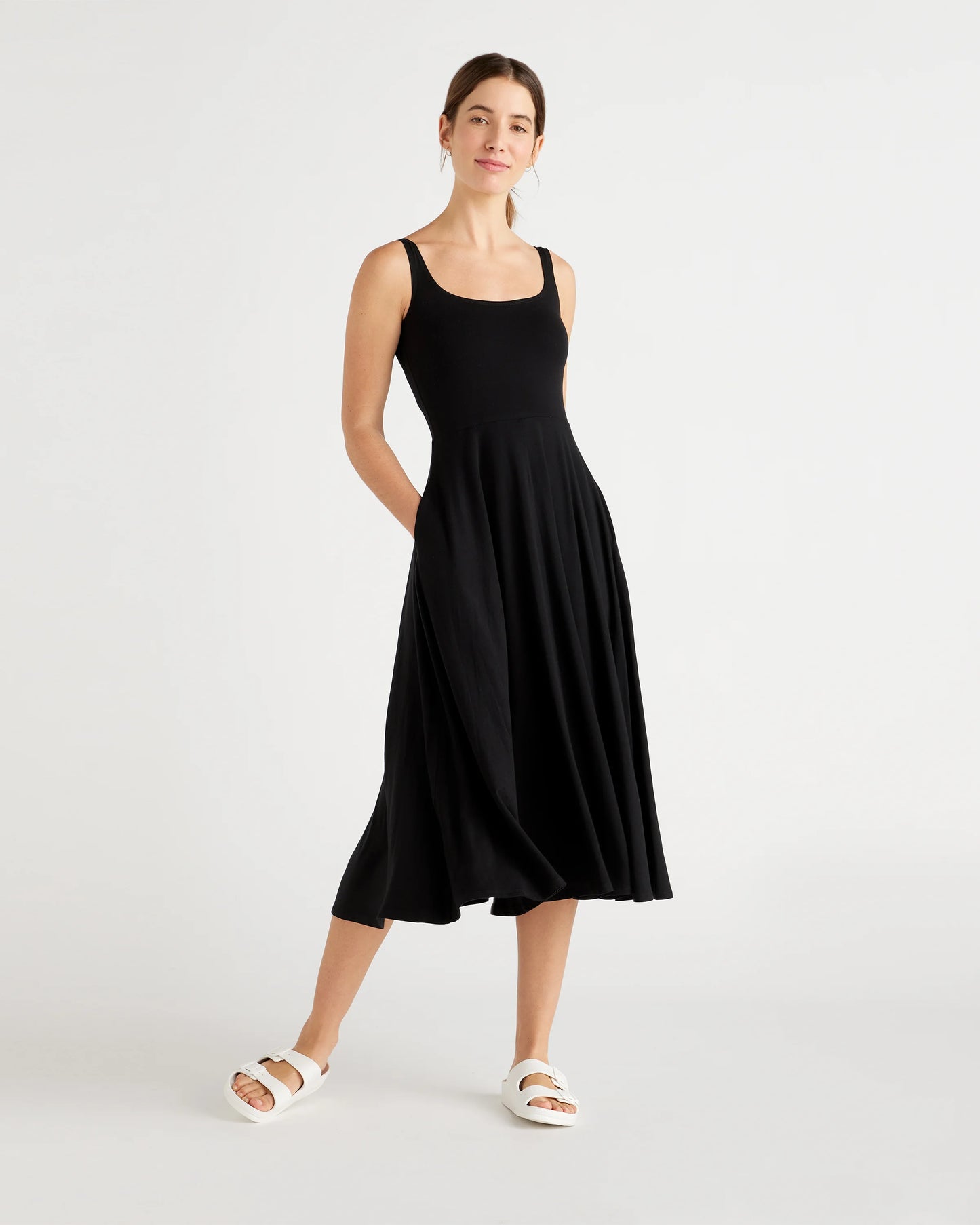 Tencel Jersey Fit & Flare Dress - XS / Dark Olive