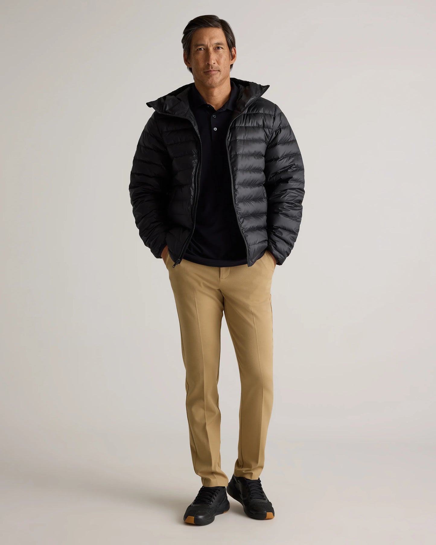 Lightweight Down Packable Puffer Hooded Jacket - S / Black