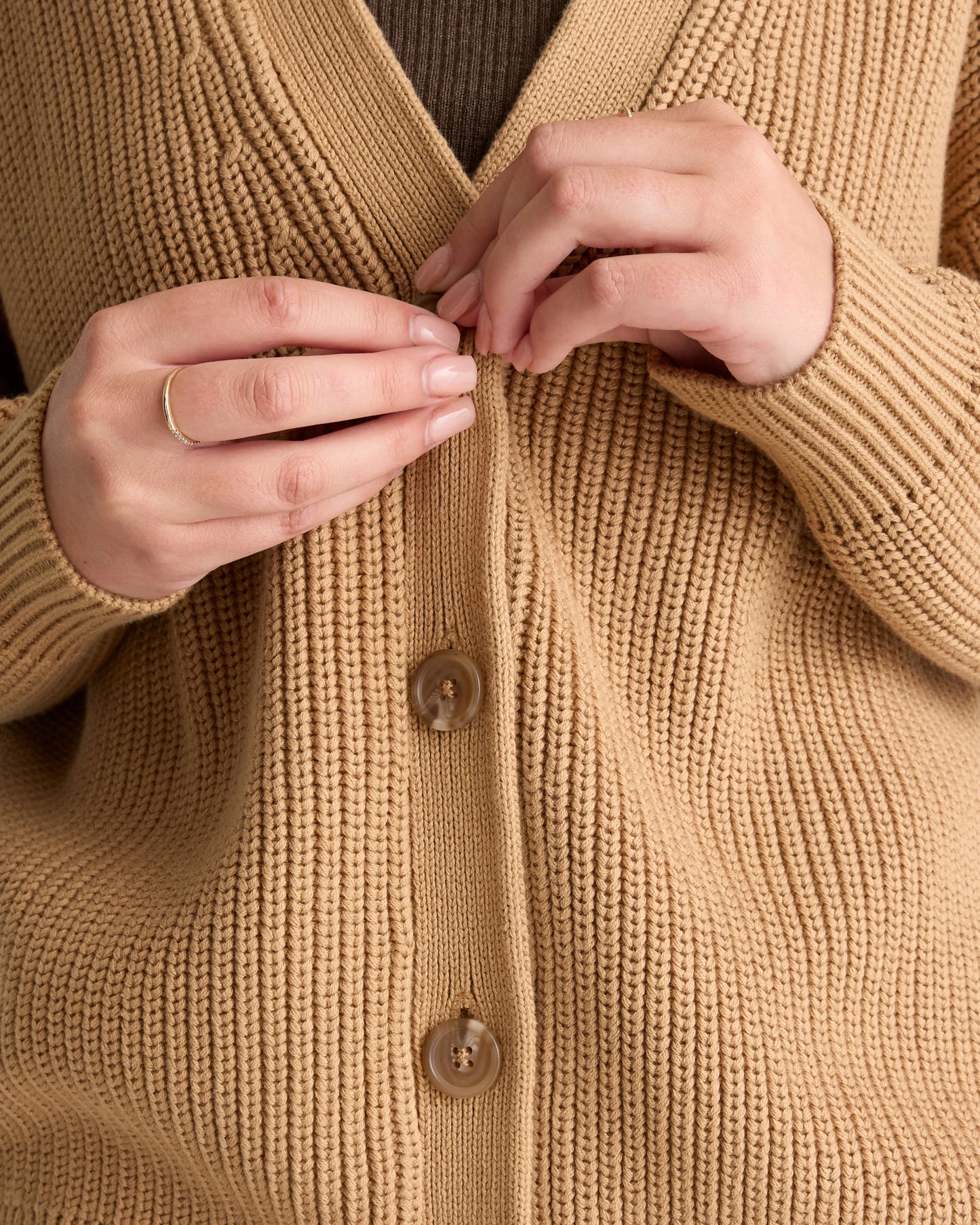 100% Organic Cotton Oversized Boyfriend Cardigan - XS / Speckled Beige