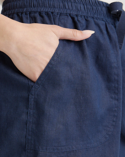 100% European Linen Shorts - XS / Taupe Brown Gingham