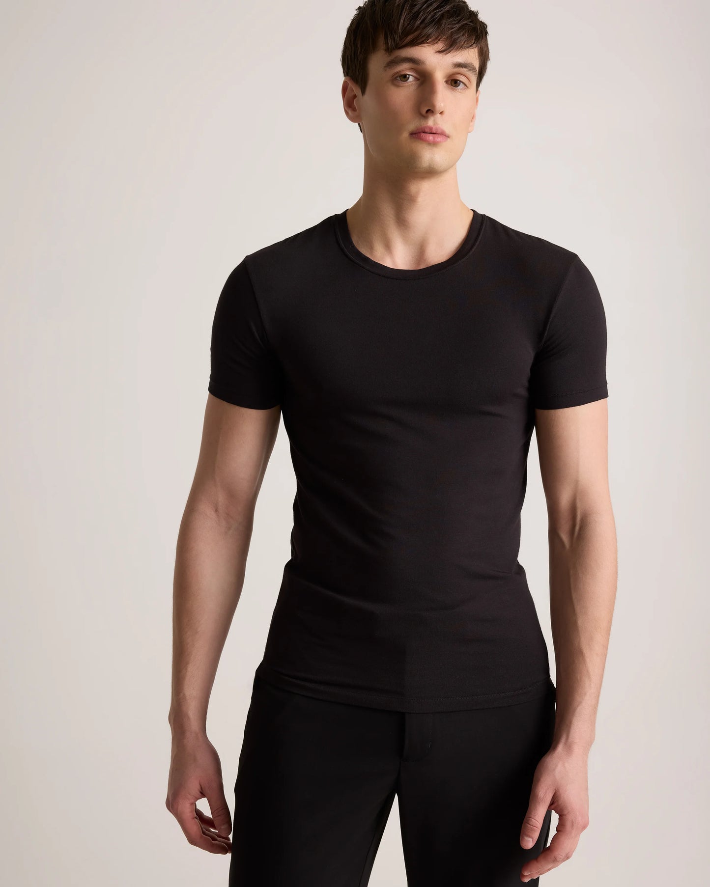 Soft Stretch Crewneck Undershirt (3-Pack) - S / Bold Black