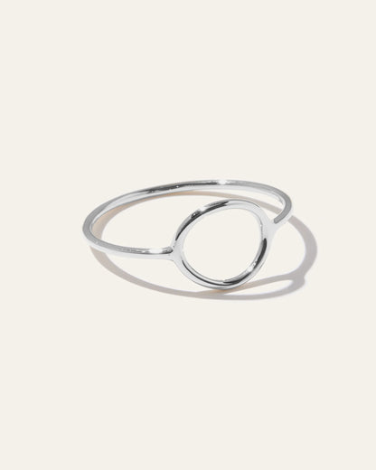 14K Gold Circle Ring - 4 / White Gold