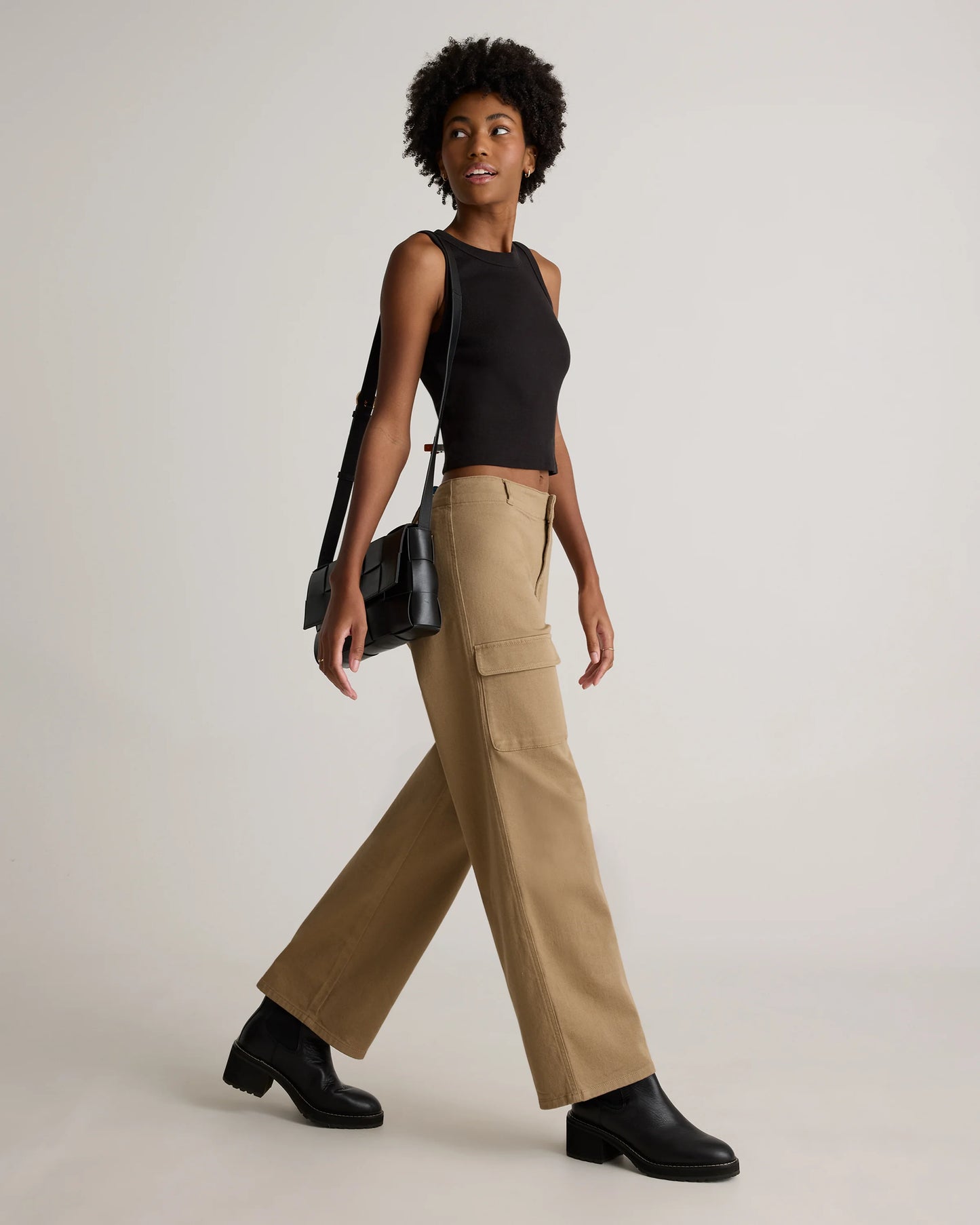 Organic Stretch Cotton Twill Cargo Pants - 0 / Light Khaki