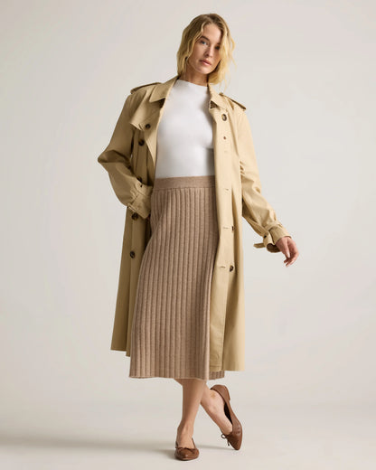 Mongolian Cashmere Midi Skirt - XS / Brown