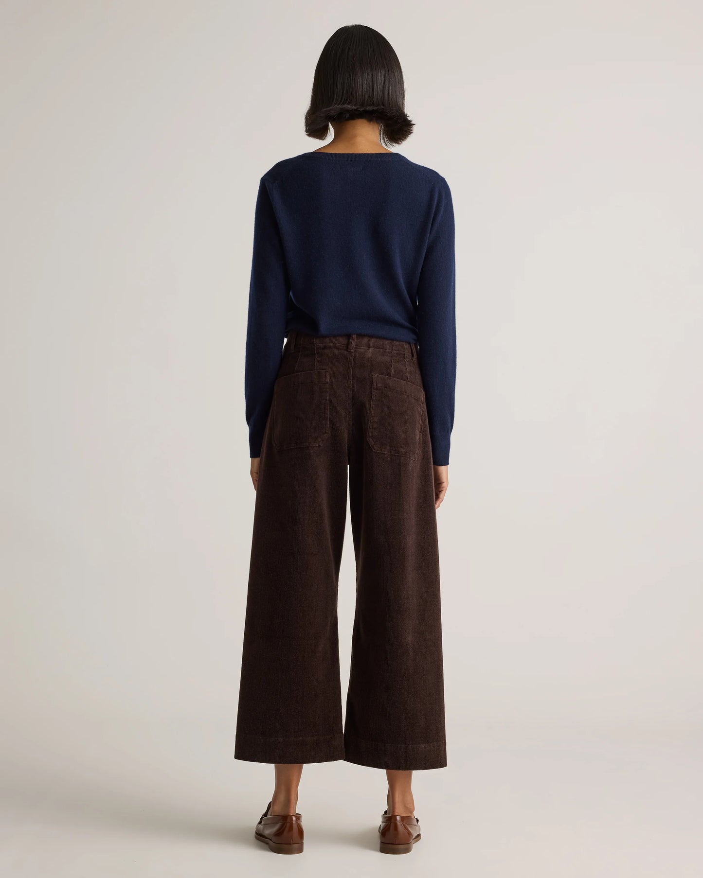 Organic Stretch Corduroy Cropped Wide Leg Pants - 0 / Black