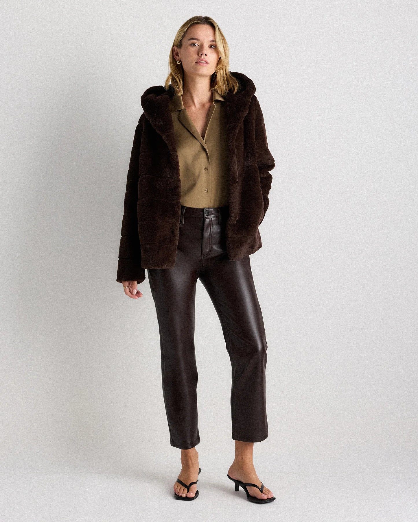 Hooded Faux Fur Jacket - XS / Black