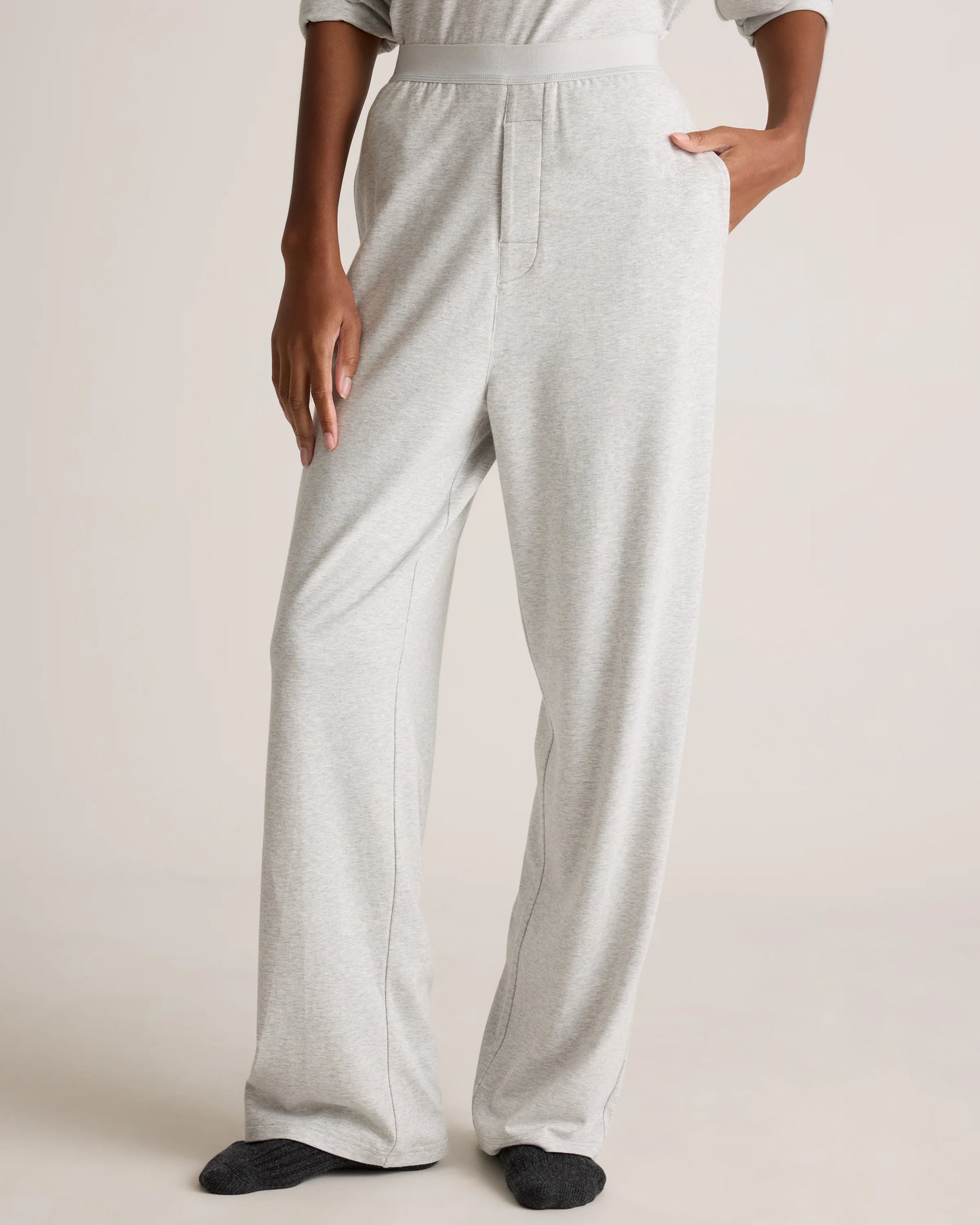 Dream Lounge Oversized Long Sleeve Pajama Set - XS / Light Heather Grey