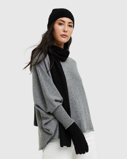 Mongolian Cashmere Slouchy Beanie - One Size / Black