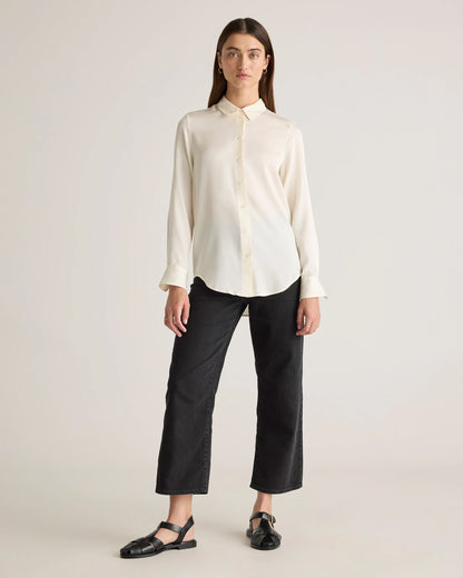 Washable Stretch Silk Blouse - XS / Moonstone Blue