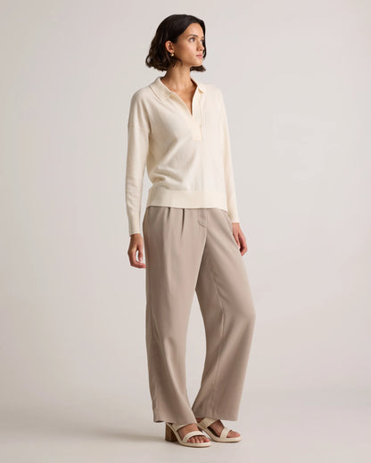 Mongolian Cashmere Polo Sweater - XS / Pale Custard Yellow
