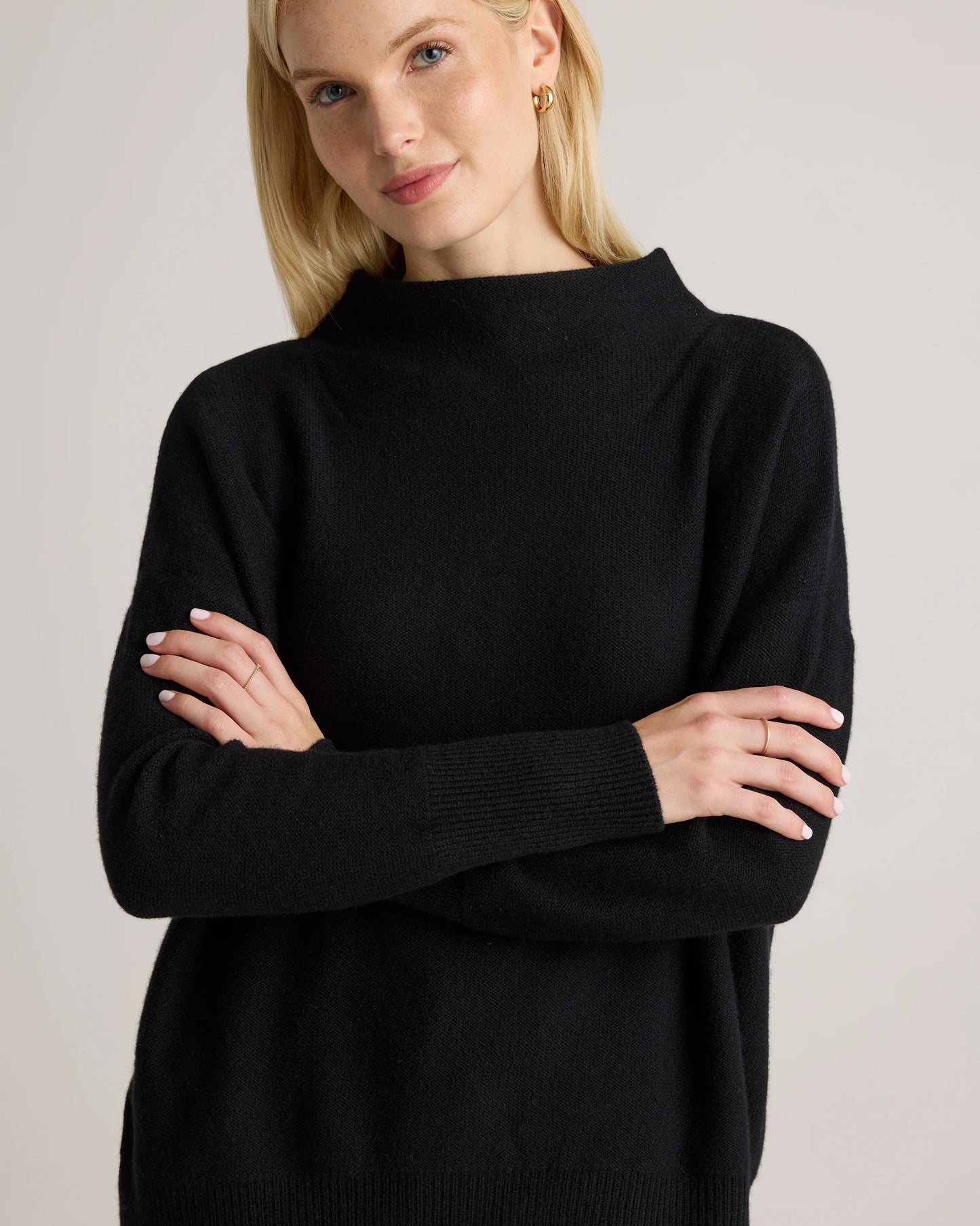 Mongolian Cashmere Funnel Neck Sweater - XS / Heather Grey