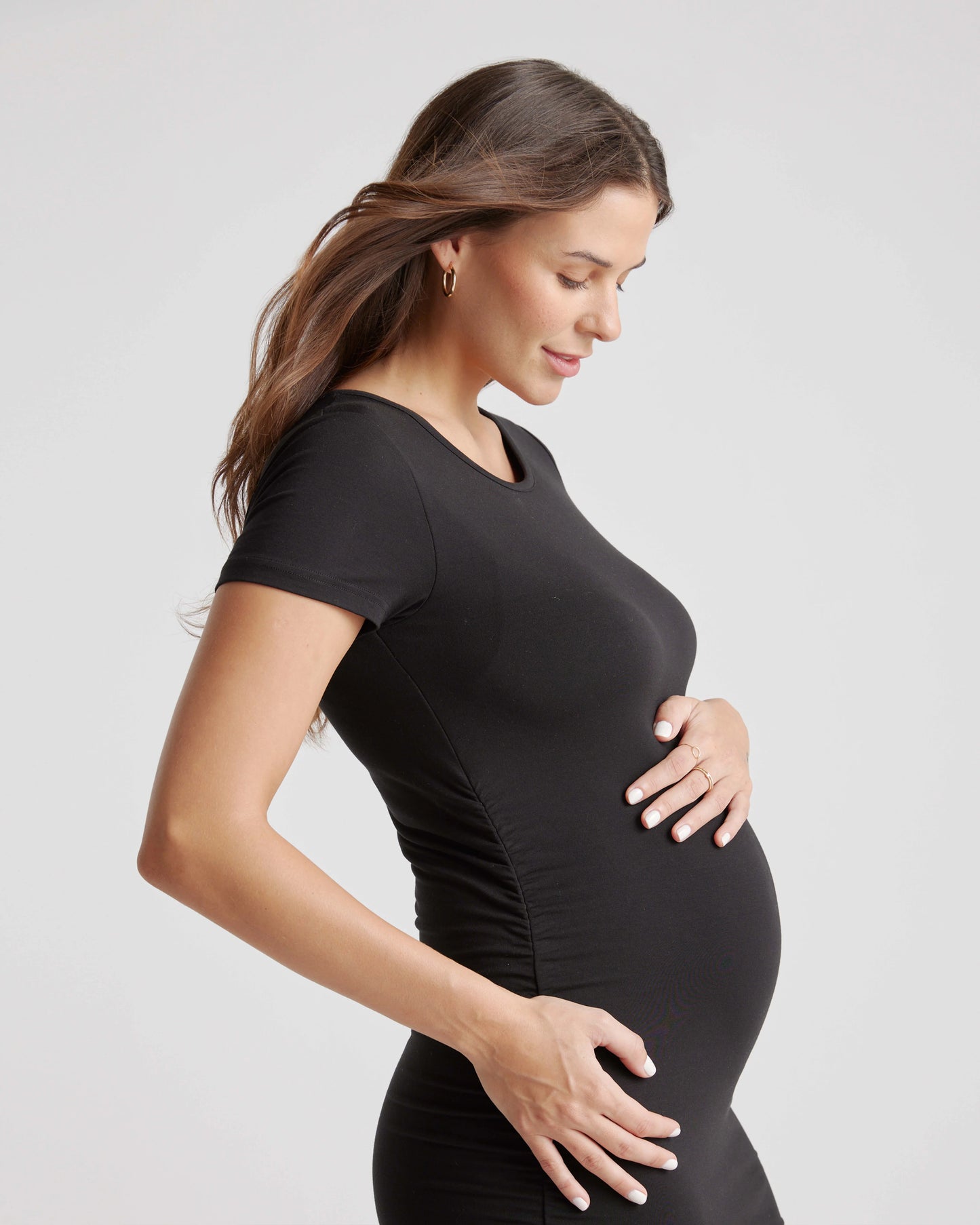 Tencel Jersey Maternity Ruched Dress - XS / Brown