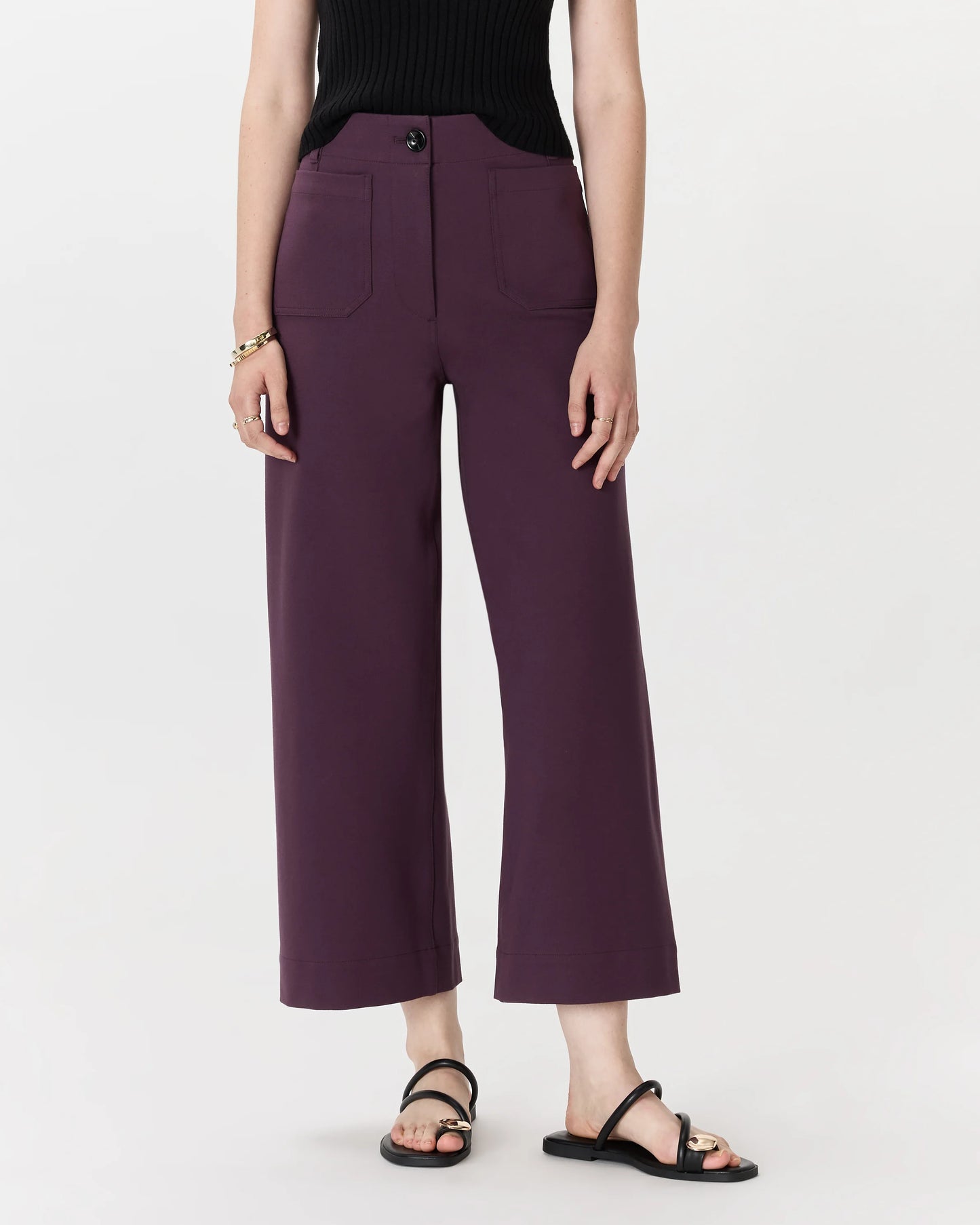 Ultra-Stretch Ponte Cropped Wide Leg Pants - 0 / Espresso